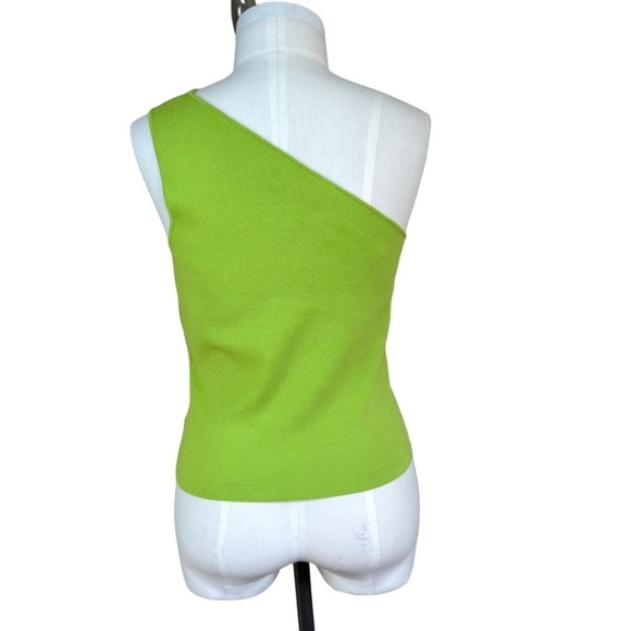 EXPRESS Body Contour One Shoulder Cutout Cropped Sweater Tank Green Size L - Picture 4 of 8